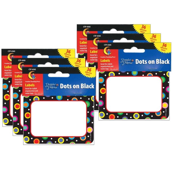 Creative Teaching Press Dots On Black Name Tag Labels, 216PK 4505